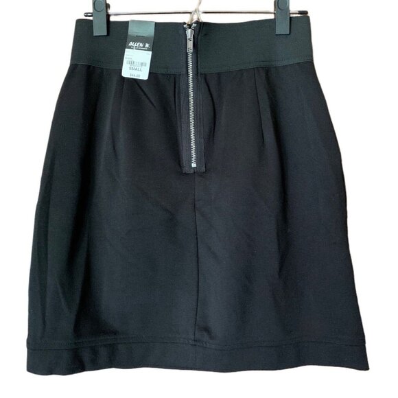 Allen B. Embellished Black With Silver Studs A-Line Skirt  Back Zip Size Small - Picture 2 of 4